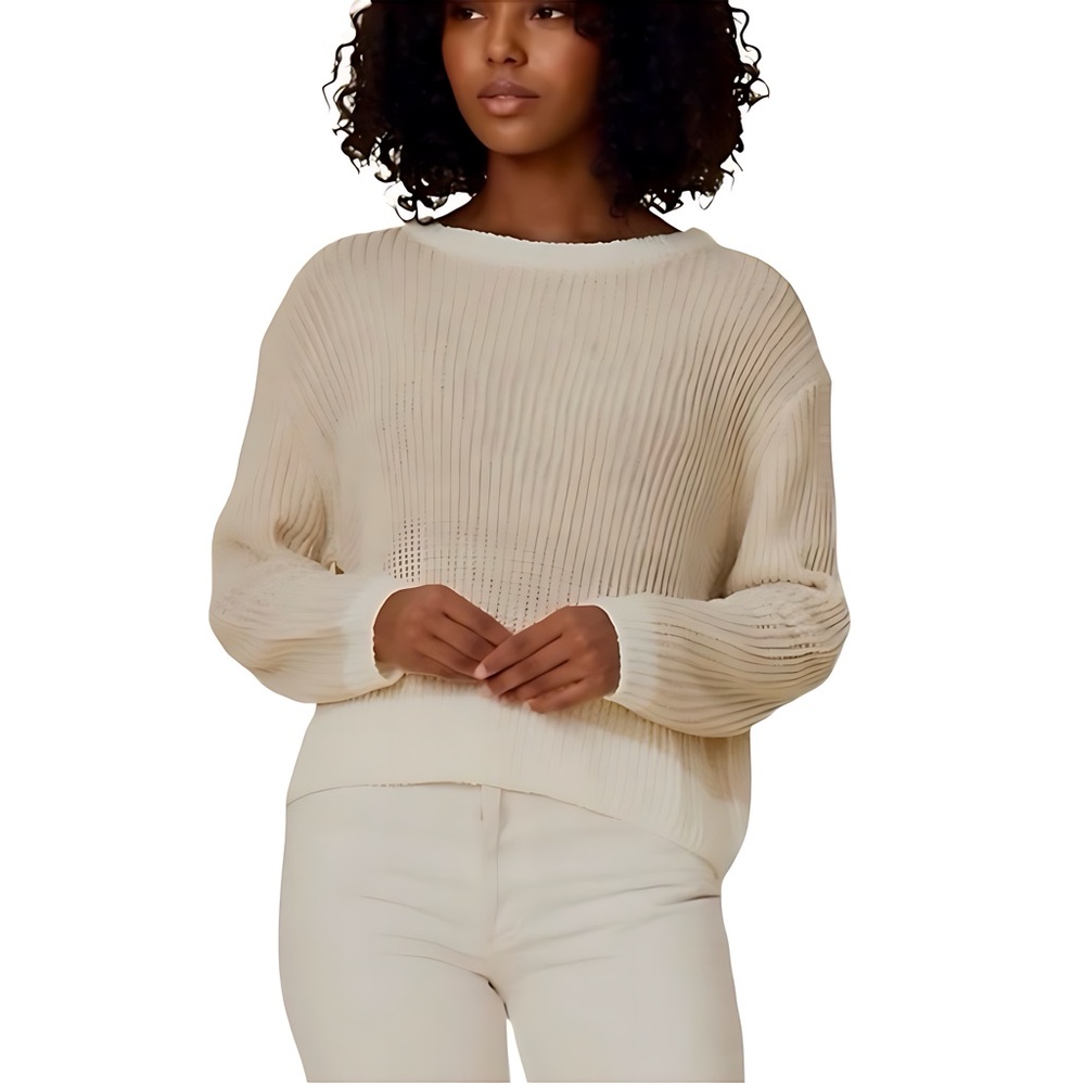 Revolve Stitches & Stripes Nia Crop Waffle Knit Pullover Sweater XXL NWTS - Picture 3 of 10